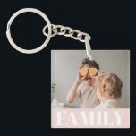Porte-clés Famille Pastel Rose moderne Cadeau photo<br><div class="desc">Famille Pastel Rose moderne Cadeau photo</div>