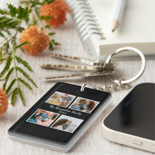 Porte-clés Famille personnalisée 4 photo collage modèle