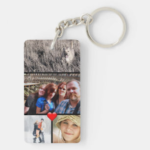 Porte-clés Famille Photo Collage Coeur