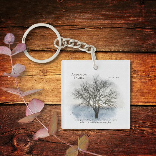 Porte-clés Famille Réunion aquarelle Tree Fête Faveurs