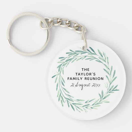 Porte-clés Famille Réunion Aquarelle Wreath Verdure Foliage (Devant)