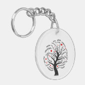 Porte-clés famille réunion coeur arbre noir silohette clavier (Devant gauche)