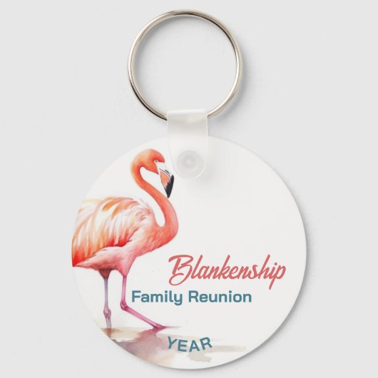 Porte-clés Famille Réunion Pastel Flamant rose annuel Tropica (Recto)