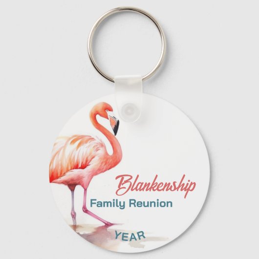 Porte-clés Famille Réunion Pastel Flamant rose annuel Tropica (Verso)