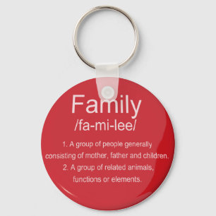 Porte-clés Famille / Rouge / Dictionnaire / Signification de 