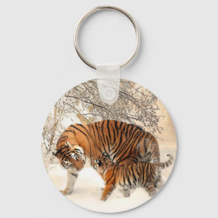 Porte-clés Famille Tiger en hiver