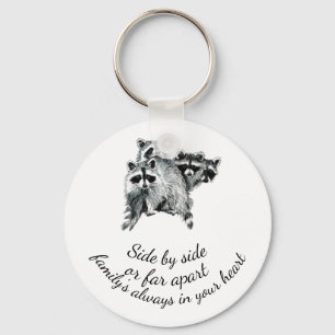 Porte-clés Family Always in Your Heart Quote Cute Raccoons
