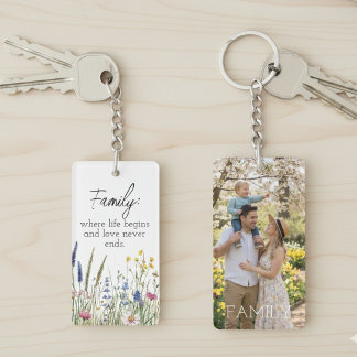 Porte-clés Family Photo & Quote Keychain - Cherished Keepsake