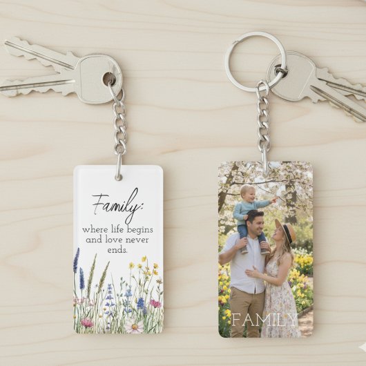 Porte-clés Family Photo & Quote Keychain - Cherished Keepsake