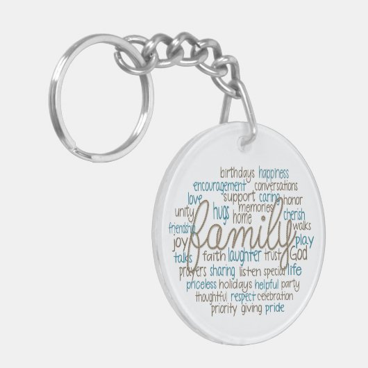 Porte-clés Family Word Cloud With Rope Text (Devant gauche)