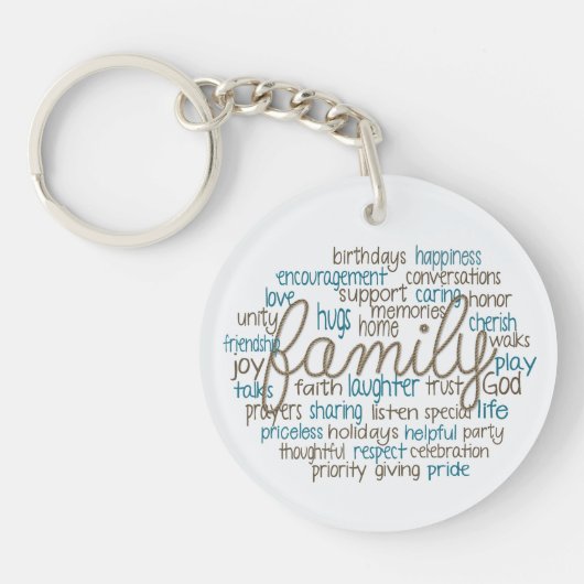 Porte-clés Family Word Cloud With Rope Text (Devant)