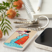 Porte-clés Fan classique japonaise fraîche de kimono de dame (Devant droit)