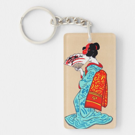 Porte-clés Fan classique japonaise fraîche de kimono de dame (Devant)