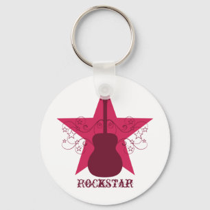 Porte-clés Fancy Guitar Star Swirls, Magenta