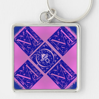 Porte-clés Fancy Mama Texte en Blue and Purple