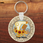 Porte-clés Fancy Sunflowers Esthéticienne   (Recto)