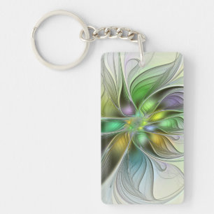 Porte-clés Fantaisie de fleurs colorées abstraite moderne fra