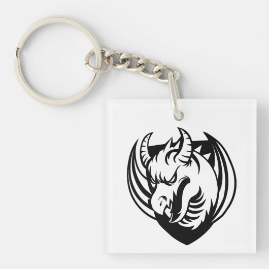 Porte-clés fantaisie Dragon Noir (Devant)