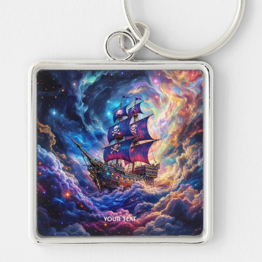 Porte-clés Fantastique Bateau Nuageux Espace Mignon (Devant)