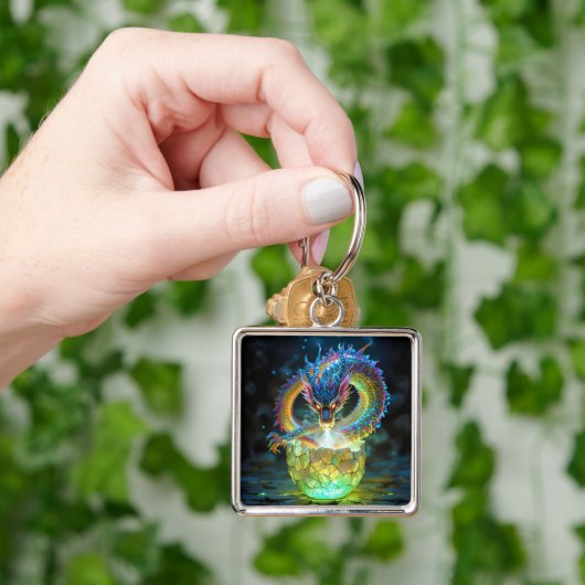 Porte-clés Fantasy Cute Green Dragon Egg (main)