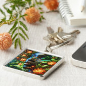 Porte-clés Fantasy Cute Orange Green Girl  (Côté)