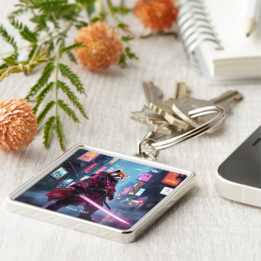 Porte-clés Fantasy Cute Samurai Red Panda (Côté)