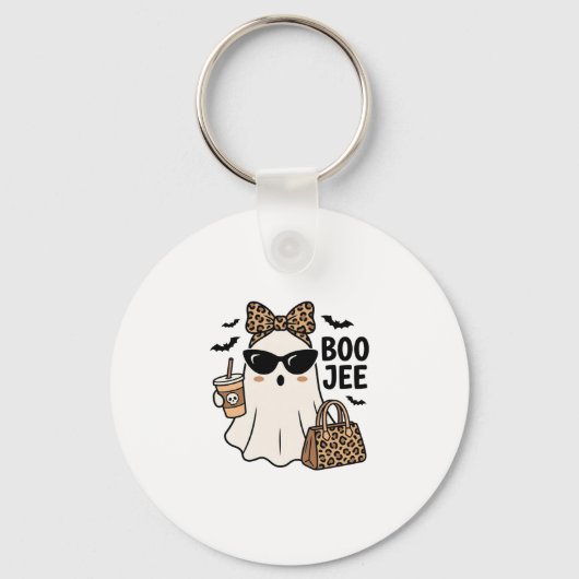 Porte-clés Fantôme Boo Jee Halloween Léopard Nœud Vector Desi (Recto)