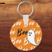 Porte-clés Fantôme Halloween noir blanc orange boo (Recto)