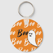 Porte-clés Fantôme Halloween noir blanc orange boo (Verso)