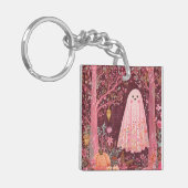 Porte-clés Fantôme rose géant dans la forêt florale enchantée (Devant gauche)
