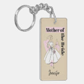 Porte-clés Fashion Bride Neutral Mère de Mariée rectangle (Devant gauche)