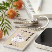 Porte-clés Fashion Bride Neutral Mère de Mariée rectangle (Devant droit)