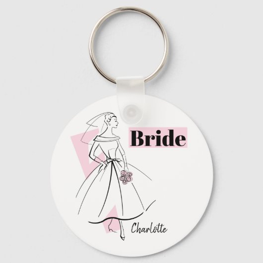 Porte-clés Fashion Bride Pink Bride Nom porte - clé rond (Recto)