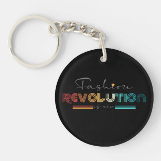 Porte-clés Fashion Revolution Retro Typographique Noir Acryli