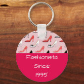 Porte-clés Fashionista rose talons hauts Design rose (Recto)