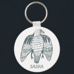 Porte-clés Faucon de la fleur de fleur Nom personnalisé Oisea<br><div class="desc">Le faucon féroce vous surveille ! Ajoutez votre nom ou un autre texte. Consultez ma boutique pour plus d'articles assortis comme des chemises,  des autocollants,  des bandanas,  des serviettes,  du papier d'emballage et plus encore!</div>