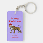 Porte-clés Faune Safari animal Leopard Santa Hat Noël (Dos)
