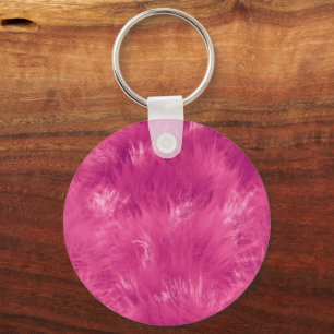 Porte-clés Fausse fourrure rose vif
