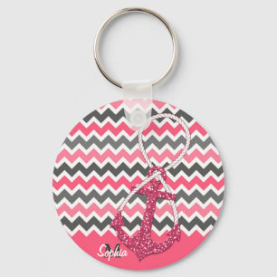 Porte-clés fausse parties scintillant ancre nautique symbole 