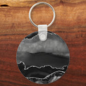 Porte-clés Faux Black Marbré Agate Elégante Parties scintilla (Recto)