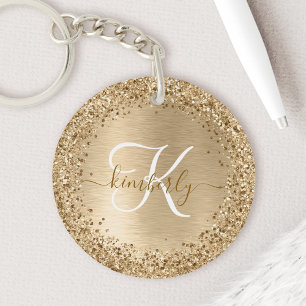 Porte-clés Faux Gold brossé Parties scintillant métallique Im
