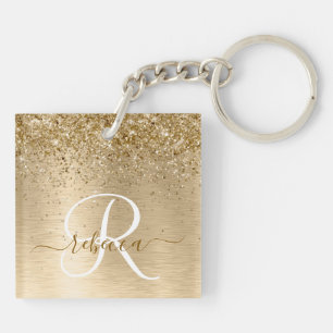 Porte-clés Faux Gold brossé Parties scintillant métallique Im