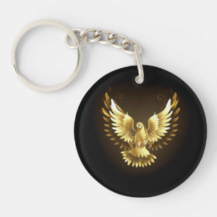 Porte-clés Faux Gold Foil Peace Dove en noir