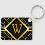 Porte-clés FAUX Gold Geometric INITIAL only Pattern on BLACK (Recto)