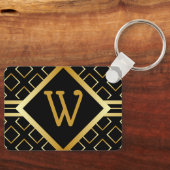 Porte-clés FAUX Gold Geometric INITIAL only Pattern on BLACK (Recto)