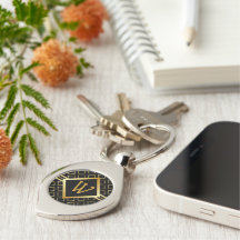 FAUX Gold Geometric Pattern INITIAL only on BLACK