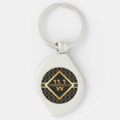 Porte-clés FAUX Gold Geometric Pattern MONOGRAM on BLACK (Devant)