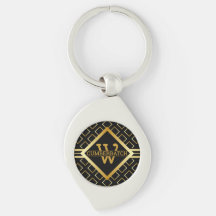 FAUX Gold Geometric Pattern MONOGRAM on BLACK