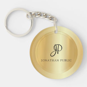 Porte-clés Faux Gold Modèle Monogramme Votre Nom Trendy