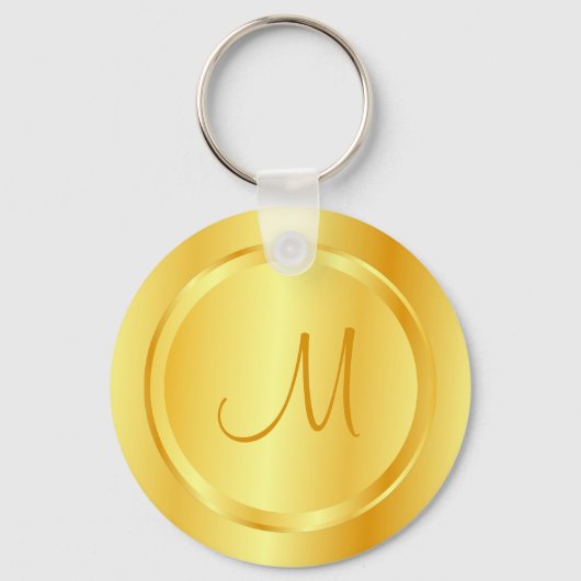 Porte-clés Faux Gold Moderne Monogramme Modèle Élégant (Recto)
